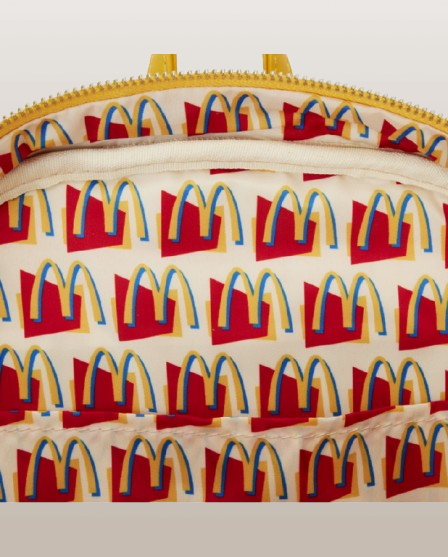 "Sac à Dos Loungefly McDonald's Big Mac Figural. Un sac à dos fun et original en forme de Big Mac avec des détails réalistes de laitue, fromage et sauce, parfait pour les fans de McDonald's et de mode décalée !"

