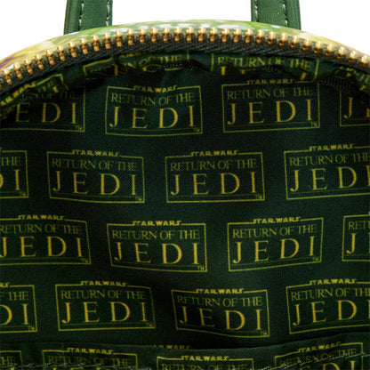 Sac à dos Loungefly – Star Wars Return of the Jedi – 23 x 27 x 11 cm. Sac en simili cuir avec scènes emblématiques du film, poche frontale et doublure thématique.