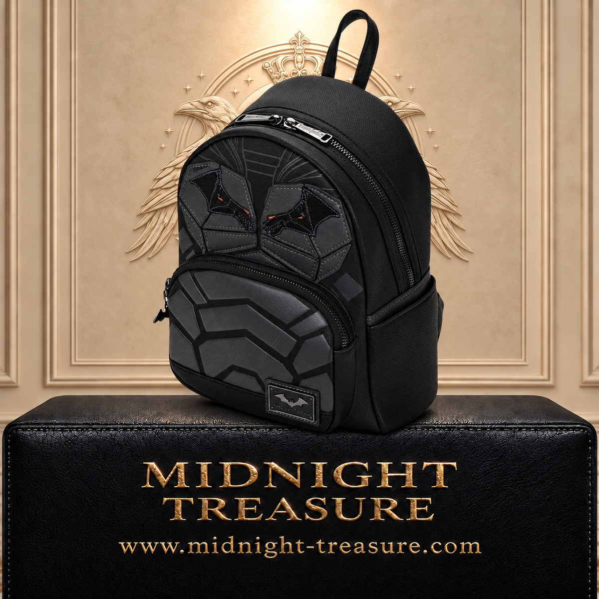 Sac à dos Loungefly – The Batman (2022) – Cosplay Armure – 23 x 27 x 11 cm. Design noir mat avec détails en relief inspirés du costume de Batman. Un sac élégant et sombre pour les fans du Chevalier Noir.
