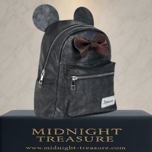 Sac à dos Disney – Minnie Mouse – Oreilles & Nœud – 22 x 25 x 11 cm – cuir synthétique. Sac noir élégant avec oreilles emblématiques et nœud rouge métallisé. Un accessoire tendance pour les fans de Disney.