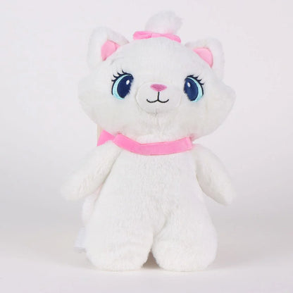 Sac à dos peluche Disney – Marie des Aristochats – 30 x 17 x 11 cm. Peluche blanche douce avec nœud rose, fermeture zippée sur le haut de la tête et bretelles réglables.