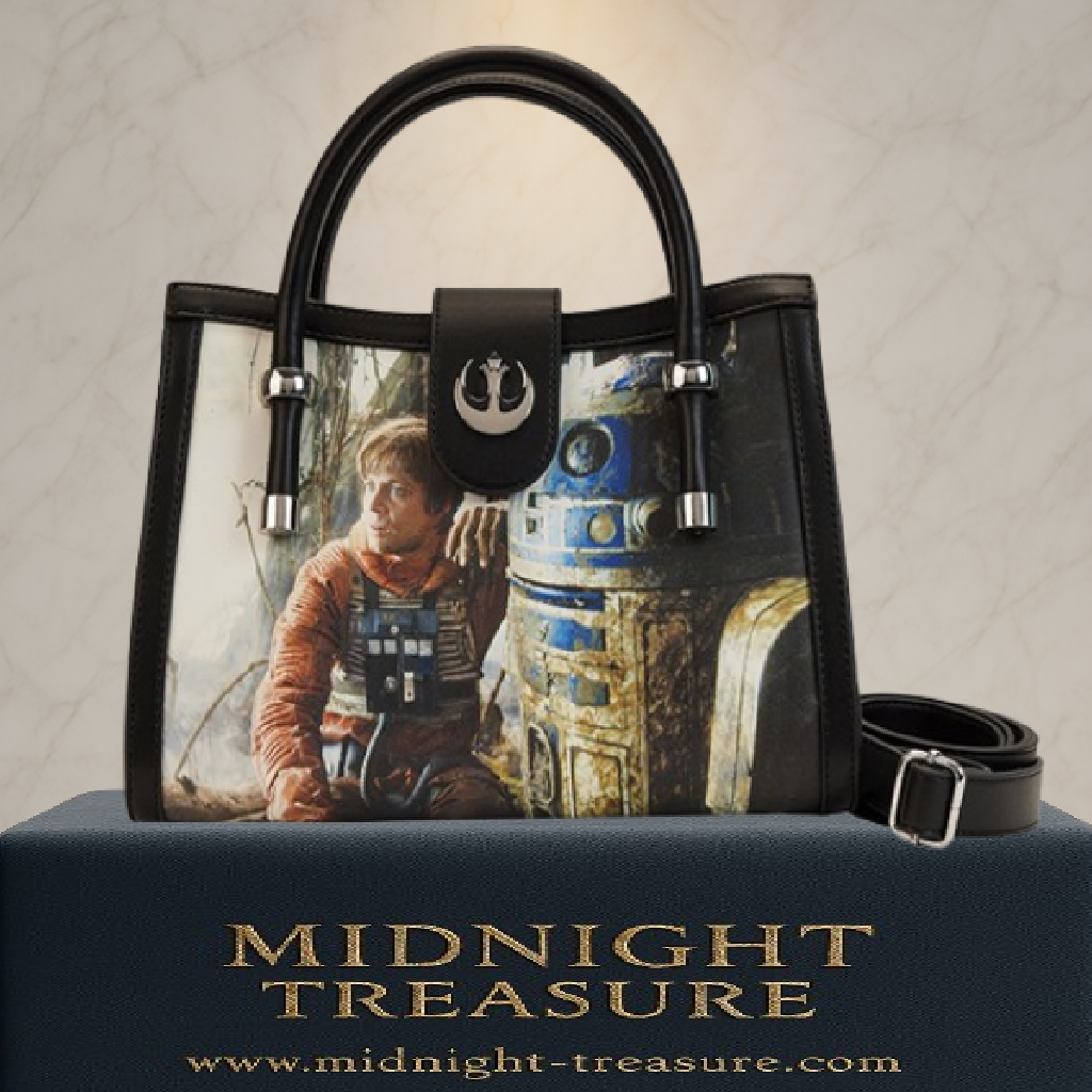 Sac à main Loungefly – Star Wars L’Empire Contre-Attaque – 29,2 x 24,1 x 8,8 cm. Sac en simili cuir avec illustrations des scènes cultes, intérieur doublé thématique et bandoulière amovible.