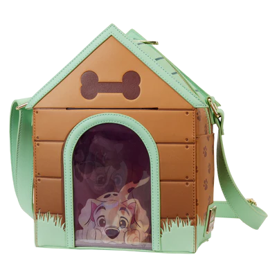 Sac Loungefly – Disney – Doghouse – Chiens Disney – 22 x 15 x 6 cm. Sac en forme de niche avec personnages comme Lady, Clochard, Patch ou Rouky. Un sac 3D unique pour les fans de chiens et de Disney.