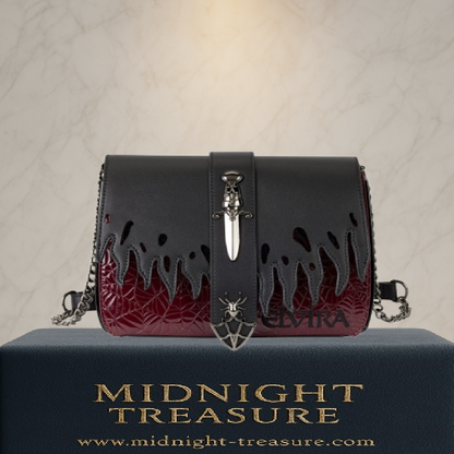 🕷️👜 Sac Bandoulière Loungefly – Elvira Mistress of the Dark – Spiderweb Flames – 24,13 x 10,16 x 17,78 cm 🖤🔥