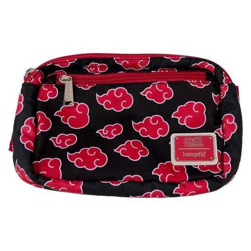 Sac bandoulière Loungefly – Naruto Shippuden – Akatsuki – 26 x 14 x 4 cm. Motif nuages rouges emblématiques, tirette kunai et sangle ajustable. Accessoire officiel pour fans de Naruto.
