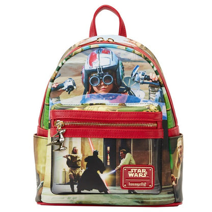 Sac à dos Loungefly – Star Wars: Episode I – The Phantom Menace – 23x11x25 cm. Mini sac vibrant avec visuels cultes du film, doublure exclusive, charm Naboo. Un must-have pour les fans de Star Wars. 👑

