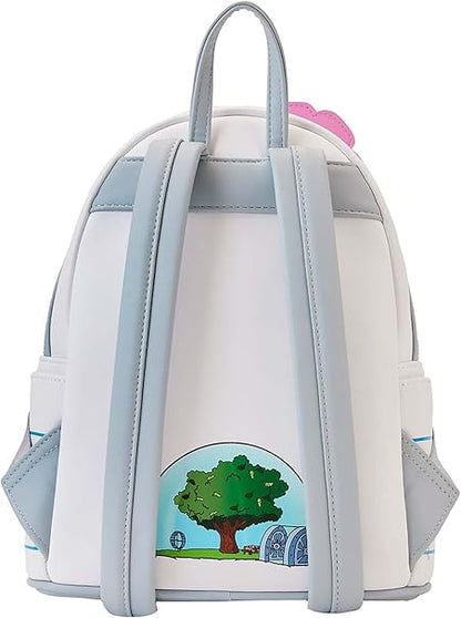 Sac à dos Loungefly – Bob l’Éponge – Sandy Cheeks Cosplay – 23 x 11 x 25 cm. Mini sac blanc en simili cuir avec casque, fleur rose, écusson gland et breloque méduse rose.

