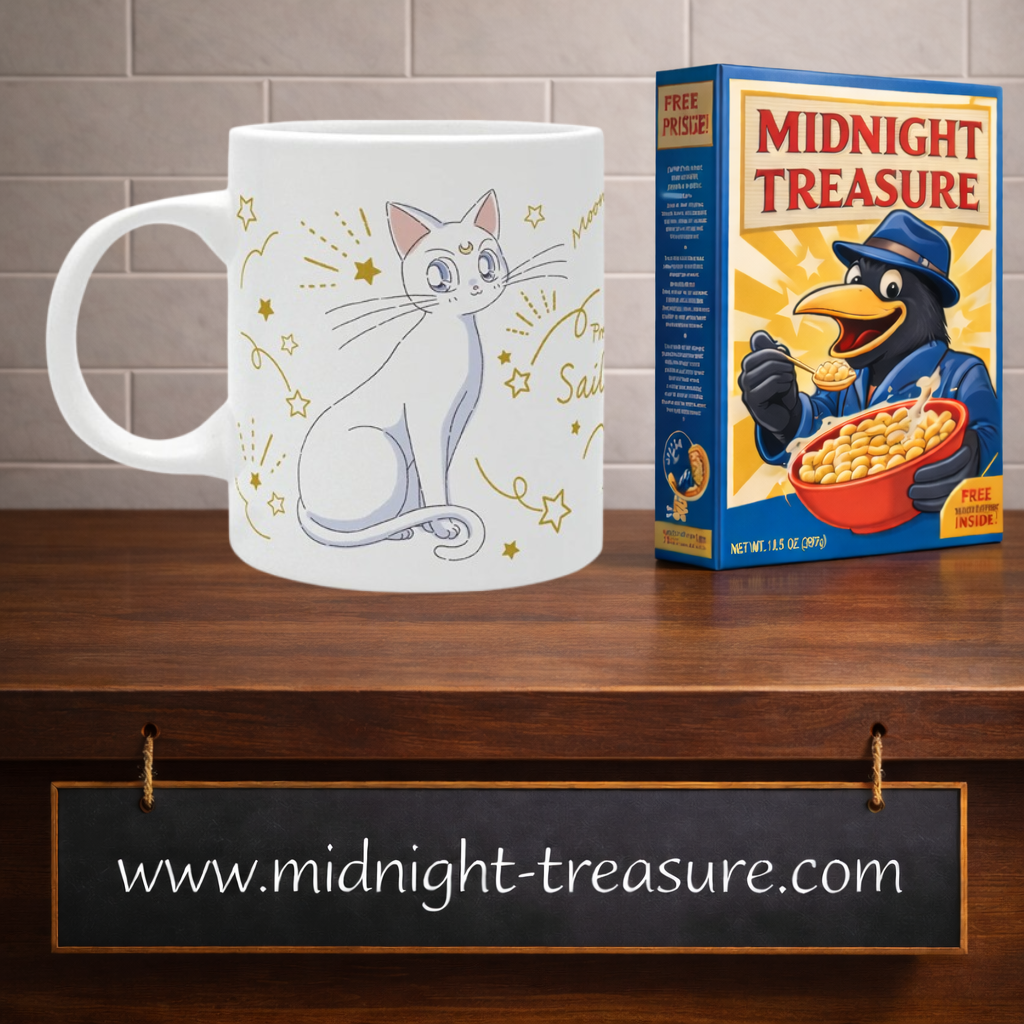 Mug Sailor Moon Luna et Artemis 320 ml officiel ABYstyle en céramique représentant les deux chats emblématiques de Pretty Guardian Sailor Moon avec un décor d'étoiles et de lunes dorées.