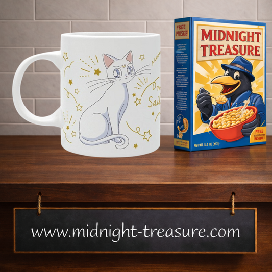 Mug Sailor Moon Luna et Artemis 320 ml officiel ABYstyle en céramique représentant les deux chats emblématiques de Pretty Guardian Sailor Moon avec un décor d'étoiles et de lunes dorées.