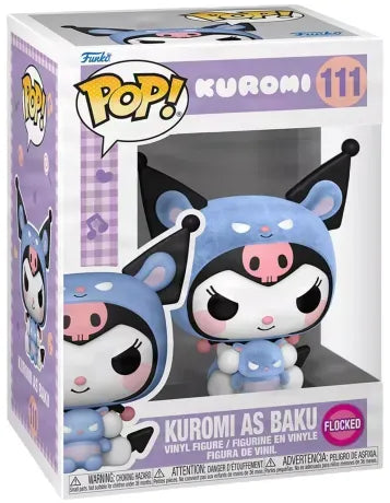 💙💀 Funko Pop! N°111 – Kuromi as Baku (Kuromi en Baku) – Flocked Exclusive – Hello Kitty and Friends – Sanrio 💀💙