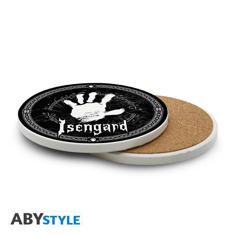 🖐️⚫ Le Seigneur des Anneaux – Isengard – Dessous de verre en céramique – 10 cm ⚫🖐️