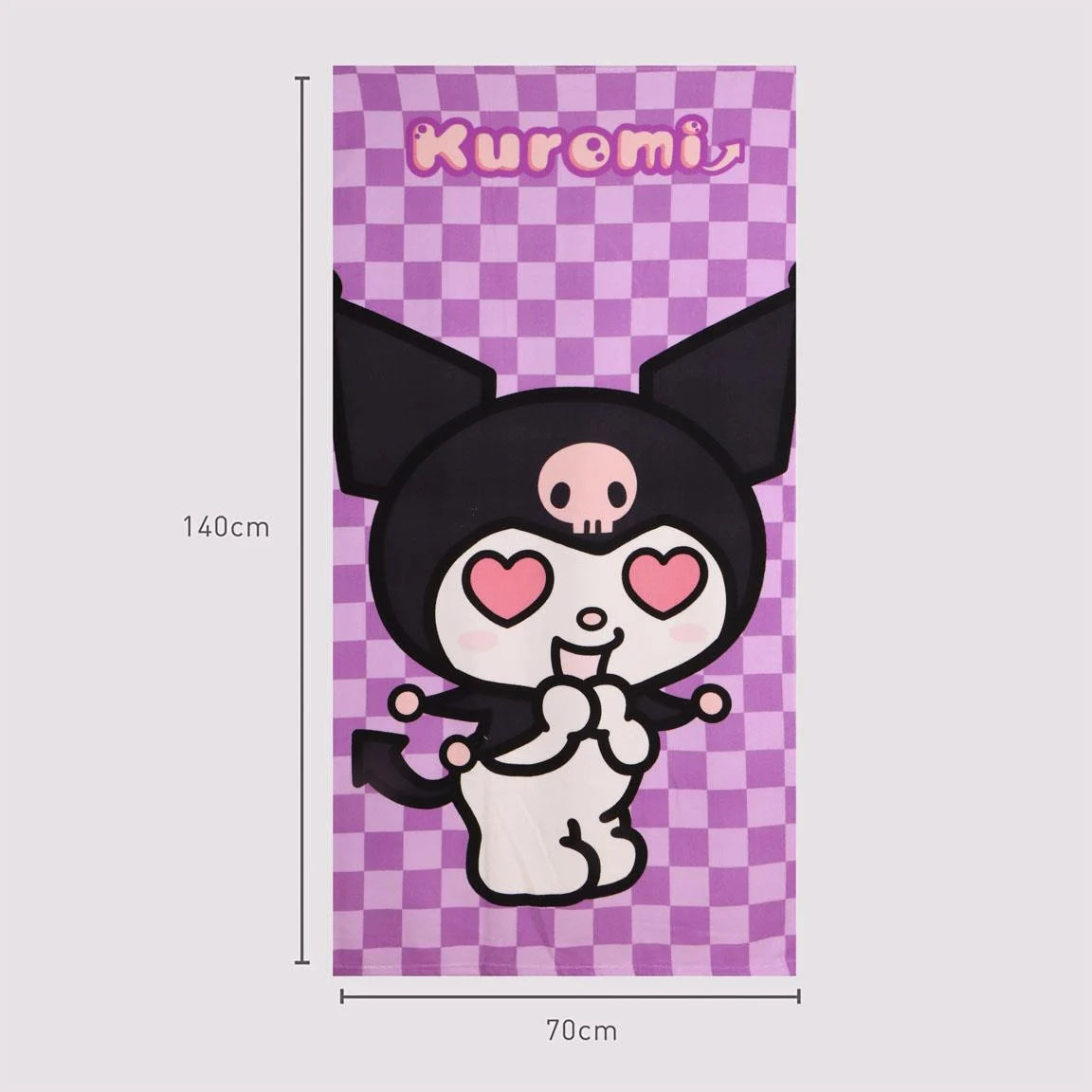 🏖️💜 Serviette de Plage Kuromi – 70 x 140 cm – Sanrio 🖤🏖️