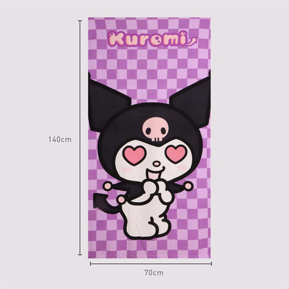 🏖️💜 Serviette de Plage Kuromi – 70 x 140 cm – Sanrio 🖤🏖️
