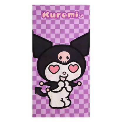 🏖️💜 Serviette de Plage Kuromi – 70 x 140 cm – Sanrio 🖤🏖️