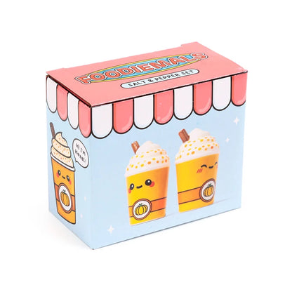 🎃☕ Set Salière & Poivrière – Latte Épicé à la Citrouille – Kawaii ☕🎃