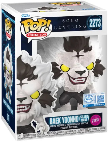🐯⚪ Funko Pop! N°2273 – Baek Yoonho (Silver Mane) (Baek Yoonho – Crinière argentée) – Flocked Chase (Chase floquée) – Exclusive – Solo Leveling ⚪🐯