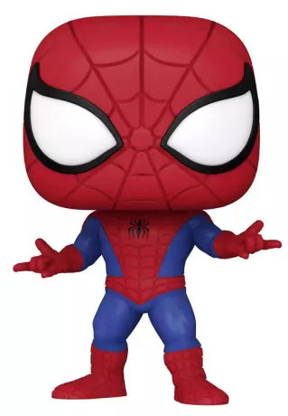 Funko Pop! Marvel – Spider-Man (N°956). Figurine du super-héros en costume classique rouge et bleu, dans une pose dynamique emblématique.