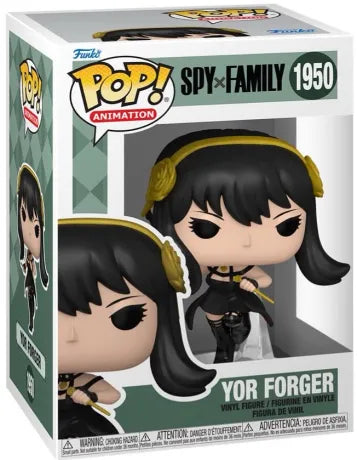 Funko Pop! Spy x Family – Yor Forger (N°1950). Figurine détaillée de Yor dans sa tenue d’assassine avec aiguilles dorées et posture dynamique.