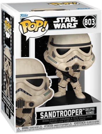 Funko Pop! Star Wars – Sandtrooper (Deleted Scene) N°803. Figurine Stormtrooper impérial en armure sable, blaster en main, inspirée des scènes coupées de Star Wars: Un nouvel espoir.
