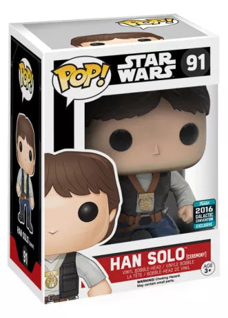 🌌🏅 Funko Pop! N°91 – Han Solo Ceremony (Han Solo en tenue de cérémonie) – 2016 Galactic Convention Exclusive – Star Wars: Episode IV – A New Hope (Star Wars : Épisode IV – Un nouvel espoir) 🏅🌌 PRODUIT RESCAPÉ