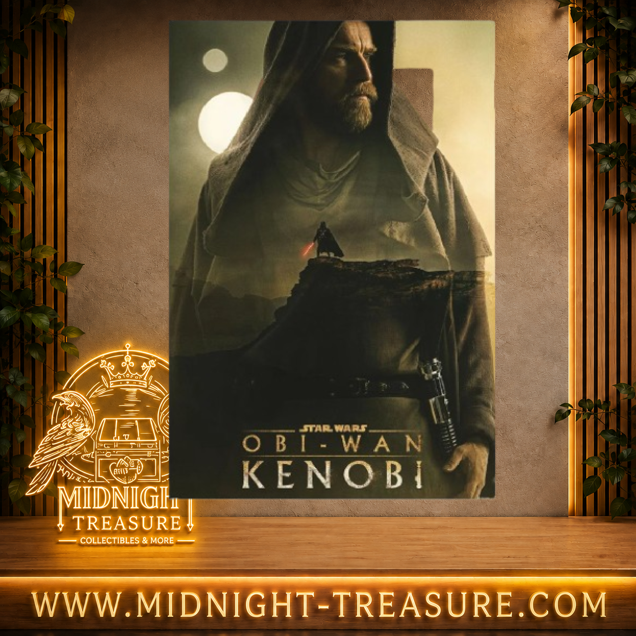 Poster Star Wars Obi-Wan Kenobi 61 x 91 cm représentant Obi-Wan face à Dark Vador avec son sabre laser rouge, visuel Lumière vs Obscurité.