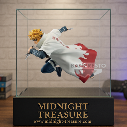 Statuette Naruto Shippuden – Minato Namikaze – Vibration Stars – 18 cm – Banpresto. Minato en pleine attaque avec son manteau de Hokage flottant et un kunai en main, une figurine dynamique parfaite pour les fans de Naruto.