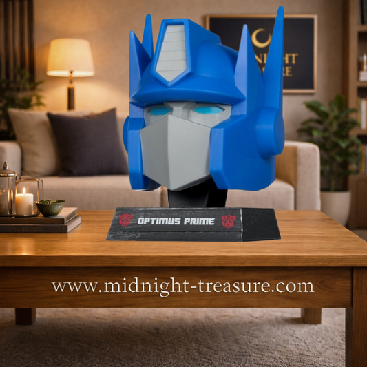 Statuette buste tĂȘte Optimus Prime Transformers Ă©chelle 1/3 19 cm avec socle, rĂ©plique dĂ©taillĂ©e du leader des Autobots.