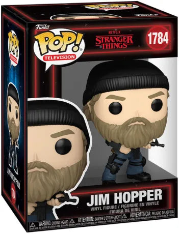 Funko Pop! Stranger Things – Jim Hopper (N°1784). Hopper barbe et bonnet noir en tenue sombre d’infiltration, arme en main, style opération, inspiré de la saison 5.