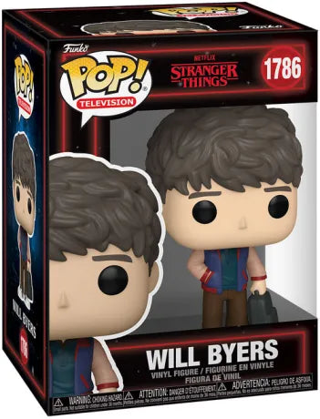 Funko Pop! Stranger Things – Will Byers (N°1786), look de la saison 5 avec veste bicolore et sac.