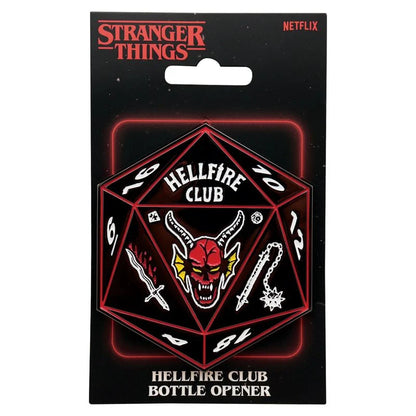 🔥🎲 Stranger Things – Hellfire Club – Ouvre-bouteille magnétique D20 🎲🔥