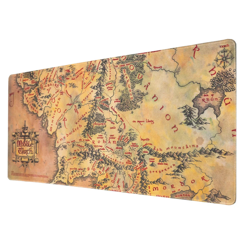 🗺️💍 Tapis de Bureau XL – Terre du Milieu – Le Seigneur des Anneaux 🧙‍♂️⚔️