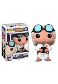 "Funko Pop! Movies – Dr. Emmett Brown (50) – Back to the Future. Figurine représentant le Dr. Emmett Brown avec sa tenue de scientifique, tenant la télécommande de la DeLorean. Un must-have pour les fans de Retour vers le Futur et les collectionneurs de Funko Pop! Movies !"

