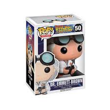 "Funko Pop! Movies – Dr. Emmett Brown (50) – Back to the Future. Figurine représentant le Dr. Emmett Brown avec sa tenue de scientifique, tenant la télécommande de la DeLorean. Un must-have pour les fans de Retour vers le Futur et les collectionneurs de Funko Pop! Movies !"

