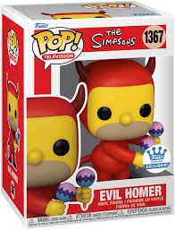 "Funko Pop! The Simpsons – Evil Homer (1367). Homer Simpson en version diabolique avec son costume rouge et ses cônes de glace colorés. Une figurine incontournable pour les fans de la série animée culte !"

