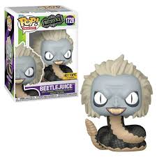 "Funko Pop! Movies – Beetlejuice (1728) – Beetlejuice. Représentation effrayante de Beetlejuice sous sa forme de serpent, avec ses yeux perçants et son sourire sinistre. Une figurine captivante pour les fans de Tim Burton et les collectionneurs de Funko Pop! Movies !"
