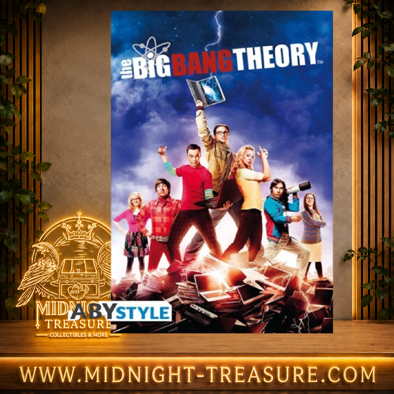 Poster The Big Bang Theory Casting 91,5 x 61 cm avec Sheldon, Leonard, Penny, Howard, Raj, Bernadette et Amy, affiche officielle ABYstyle.