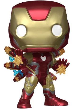 Funko Pop! The Infinity Saga – Iron Man Glow in the Dark (N°1555). Iron Man en armure rouge et or avec effets d’énergie lumineux. Figurine détaillée et dynamique.