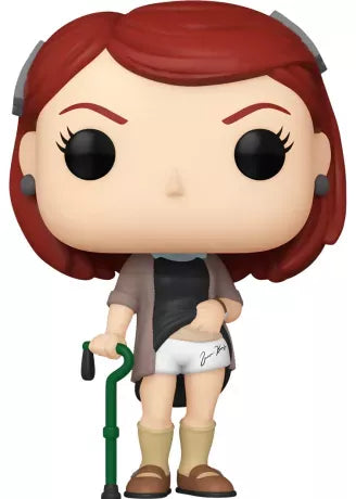 Funko Pop! The Office – Meredith Palmer Fun Run (N°1396). Figurine de Meredith blessée avec canne verte et short médical, inspirée de l’épisode culte.