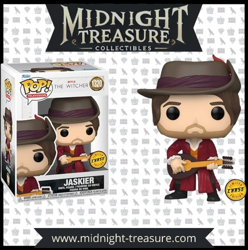 Funko Pop! Jaskier (1320) – Chase Edition – Figurine exclusive représentant le célèbre barde de The Witcher, vêtu de rouge et tenant son luth. Un must-have pour les fans de la série Netflix et les collectionneurs !