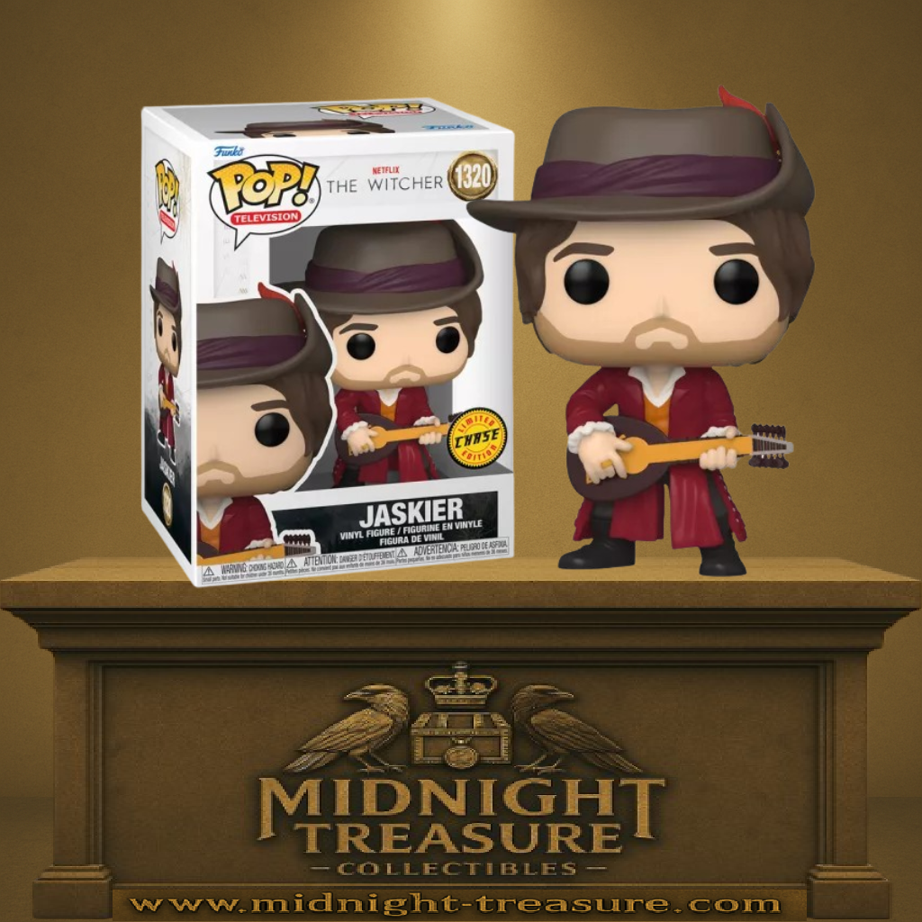 Funko Pop! Jaskier (1320) – Chase Edition – Figurine exclusive représentant le célèbre barde de The Witcher, vêtu de rouge et tenant son luth. Un must-have pour les fans de la série Netflix et les collectionneurs !