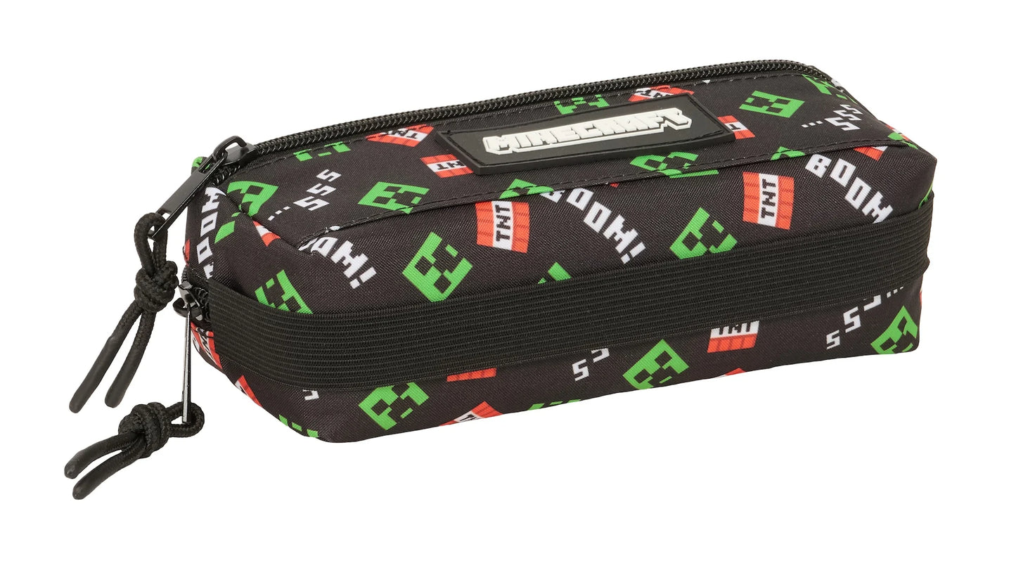 🟩💣 Trousse Triple Rectangulaire – Minecraft – Creeper & TNT 💣🟩