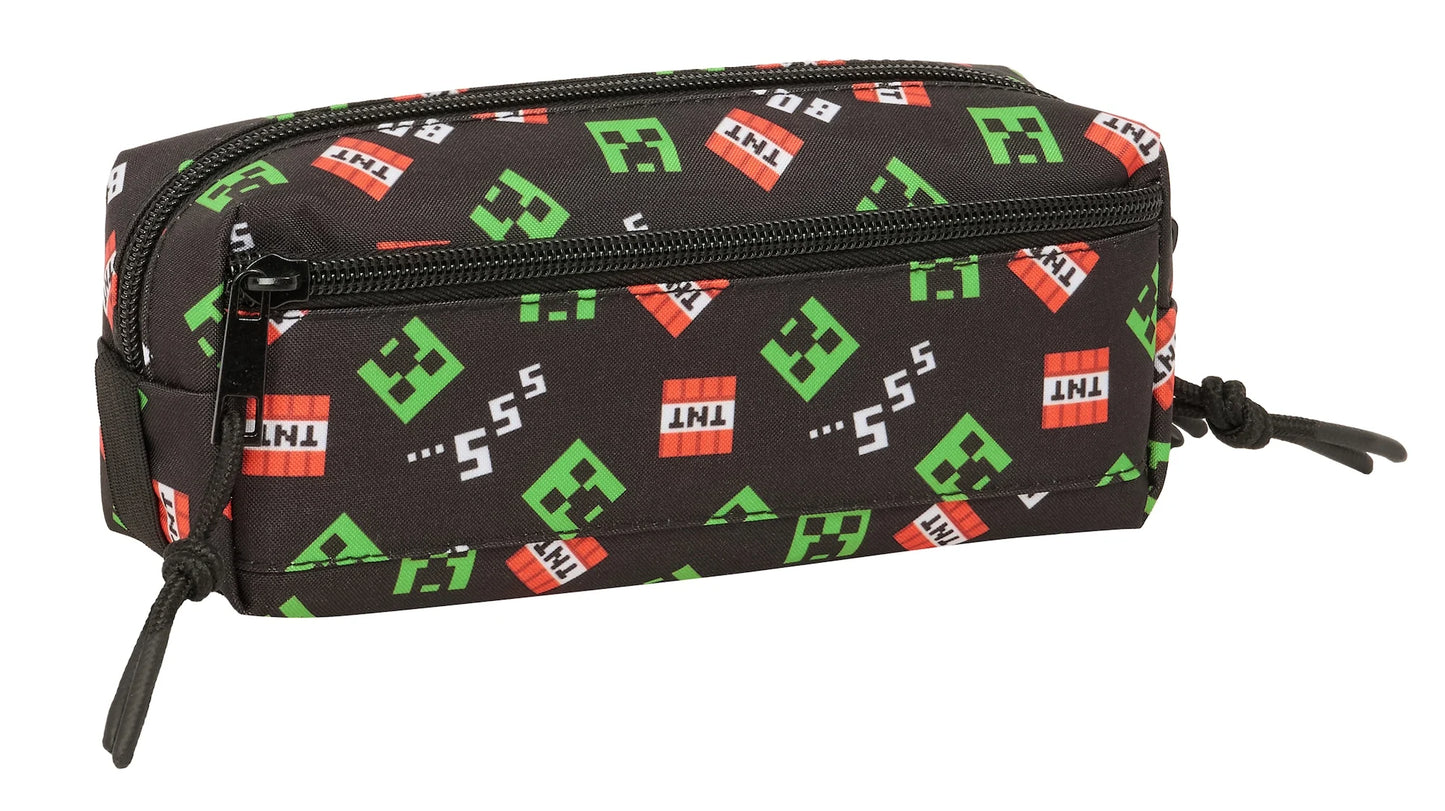 🟩💣 Trousse Triple Rectangulaire – Minecraft – Creeper & TNT 💣🟩