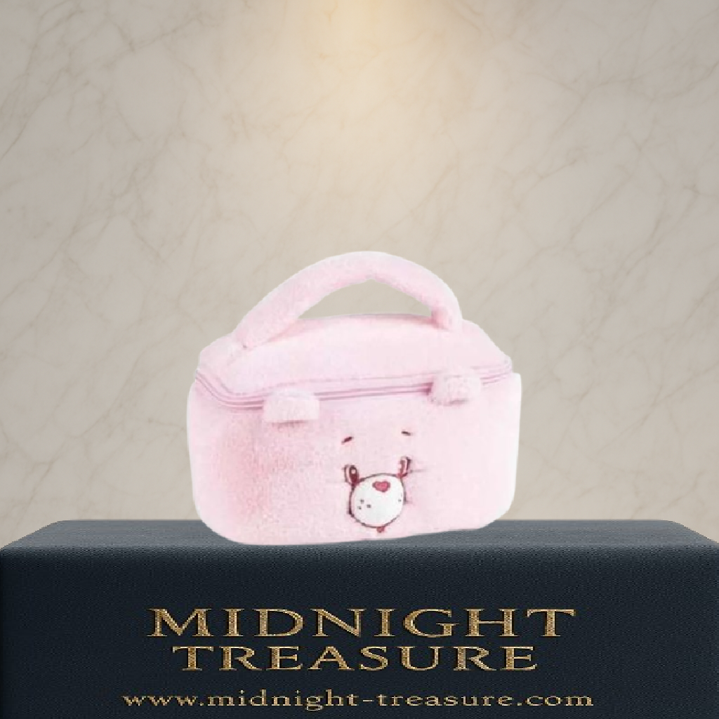Trousse de voyage Bisounours Toucâlin en peluche rose, format Brick, 20 cm, en polyester sous licence officielle.