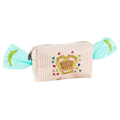 Trousse de voyage Harry Potter – Honeydukes – Bertie Bott’s – 20 x 11,3 x 7 cm. Trousse pastel façon bonbon avec dragées surprises et finitions translucides.