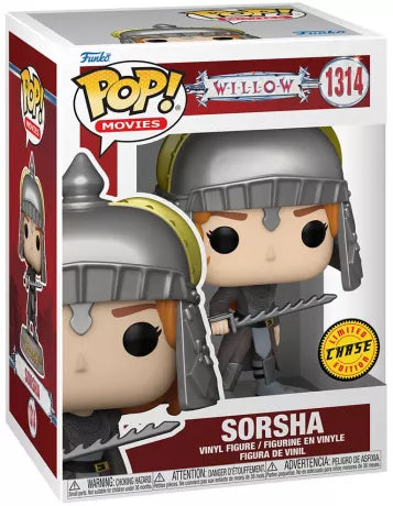 "Funko Pop! Sorsha Chase (1314) – Édition limitée du film Willow. Figurine exclusive avec armure détaillée, casque et épée. Produit sous licence officielle."