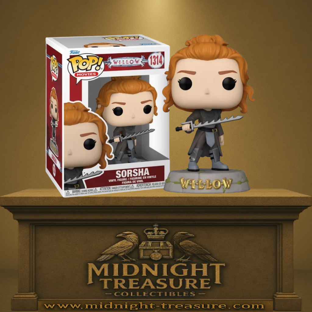  Funko Pop! Sorsha (1314) – Figurine en vinyle inspirée du film Willow. Sorsha, guerrière emblématique, en armure avec son épée, fidèle à son design dans le film culte de fantasy.