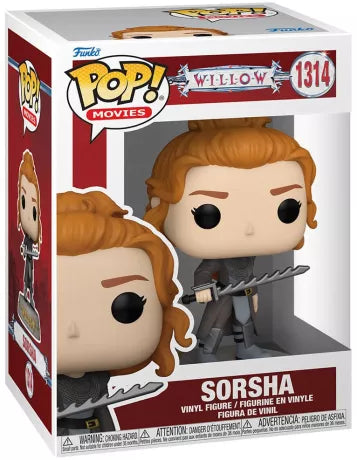  Funko Pop! Sorsha (1314) – Figurine en vinyle inspirée du film Willow. Sorsha, guerrière emblématique, en armure avec son épée, fidèle à son design dans le film culte de fantasy.