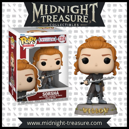  Funko Pop! Sorsha (1314) – Figurine en vinyle inspirée du film Willow. Sorsha, guerrière emblématique, en armure avec son épée, fidèle à son design dans le film culte de fantasy.