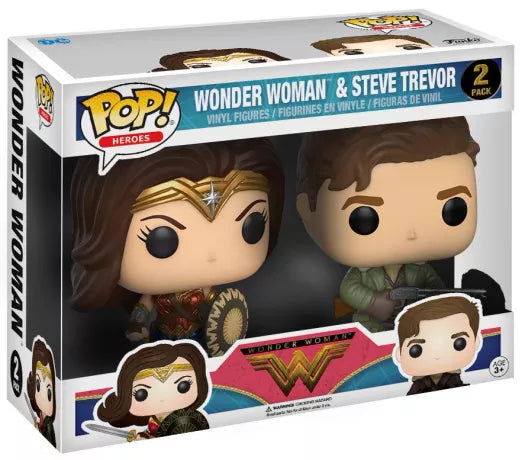 ⚔️🛡️ Funko Pop! Heroes – Wonder Woman & Steve Trevor – 2-Pack (Pack de 2) – Wonder Woman –🛡️⚔️