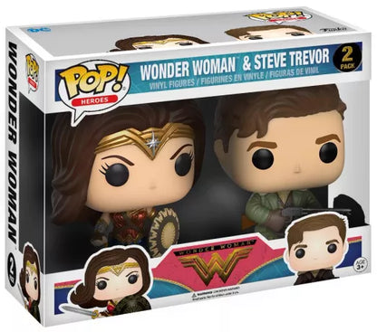 ⚔️🛡️ Funko Pop! Heroes – Wonder Woman & Steve Trevor – 2-Pack (Pack de 2) – Wonder Woman –🛡️⚔️